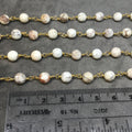 6mm White Buffalo Turquoise Gold Plated Rosary Chain for Jewelry Making