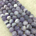 12mm Matte Natural Purple Amethyst Round/Ball Shaped Beads with 1mm Holes - 15.25" Strand (Approx. 33 Beads per Strand) - Quality Gemstone
