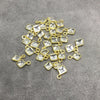 BULK PACK of Six (6) Gold Sterling Silver Pointed/Cut Stone Faceted Diamond Shaped Clear Quartz Bezel Pendants - Measuring 4mm x 4mm