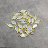 Moonstone Bezel | BULK PACK of Six (6) Gold Sterling Silver Pointed Cut Stone Faceted Marquise Shaped Connectors - Measuring 4mm x 8mm