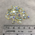 BULK LOT - Pack of Six (6) Gold Sterling Silver Pointed/Cut Stone Faceted Oval Shaped Labradorite Bezel Pendants - Measuring 5mm x 7mm