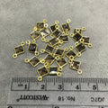 BULK PACK of Six (6) Gold Sterling Silver Pointed/Cut Stone Faceted Diamond Shaped Smoky Quartz Bezel Connectors - Measuring 5mm x 5mm