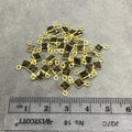 BULK PACK of Six (6) Gold Sterling Silver Pointed/Cut Stone Faceted Diamond Shaped Smoky Quartz Bezel Connectors - Measuring 4mm x 4mm