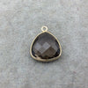 Gold Vermeil Faceted Smoky Brown Hydro (Lab Created) Quartz Trillion Shaped Bezel Pendant - Measuring 15mm x 15mm - Sold Individually