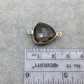 Gold Vermeil Faceted Smoky Brown Hydro (Lab Created) Quartz Trillion Shaped Bezel Connector - Measuring 15mm x 15mm - Sold Individually