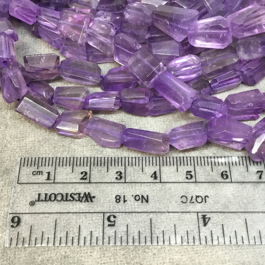 7-8mm x 10-12mm Natural Light Purple Amethyst Faceted Graduated Nugget Shaped Beads - 16" Strand (Approx. 35 Beads) - Hand-Cut Gemstone