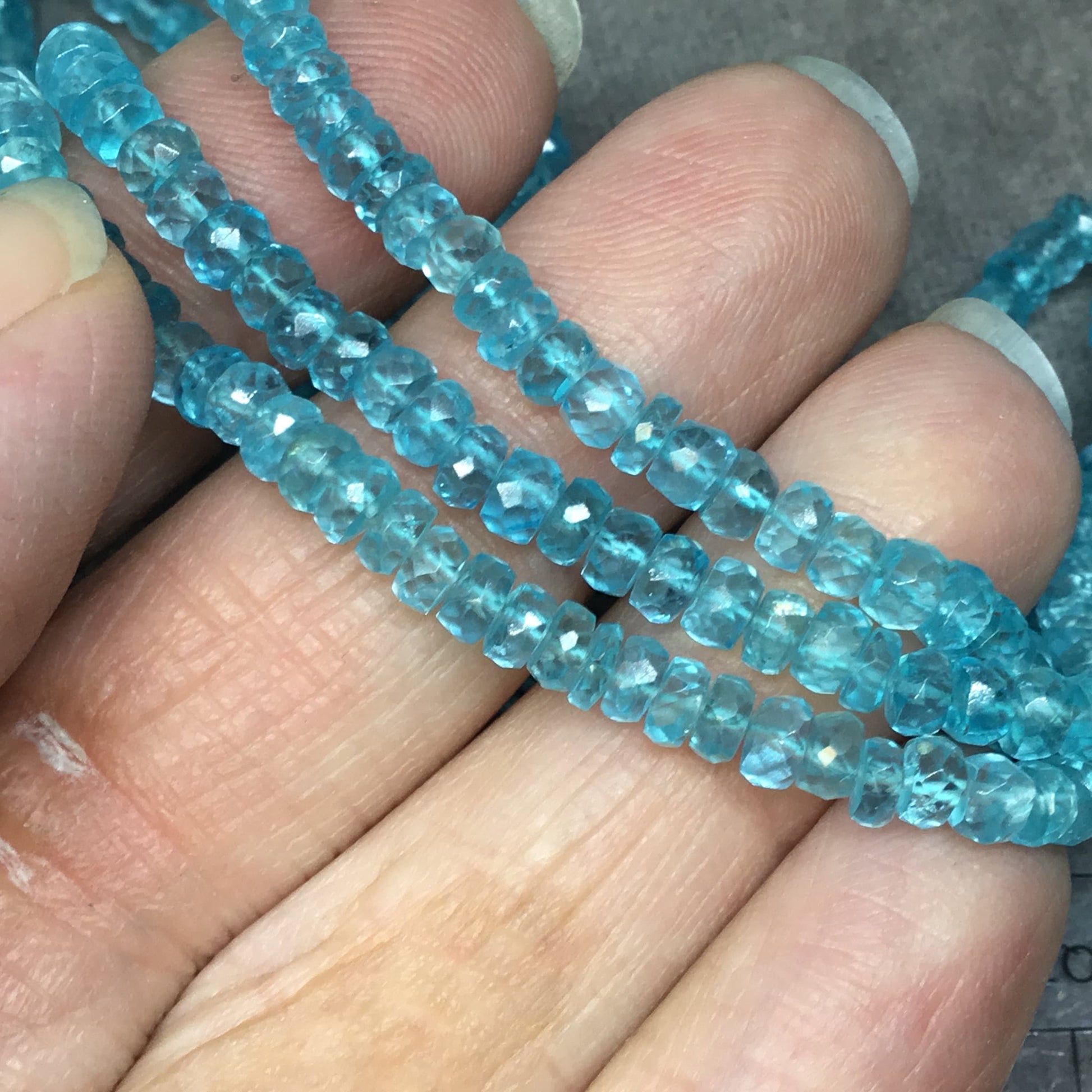 4mm Faceted Blue Apatite Rondelle Shaped Beads