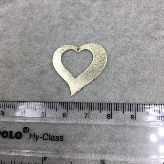 26mm x 24mm Gold Brushed Finish Thick Heart Shaped Plated Copper Components - Sold in Pre-Counted Bulk Packs of 10 Pieces - (477-GD)