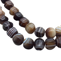 10mm x 12mm Macro-Faceted Brown/White Natural Banded Agate Lantern Shaped Beads with 1mm Holes - 15.5" Strand (Approx. 38 Beads per Strand)