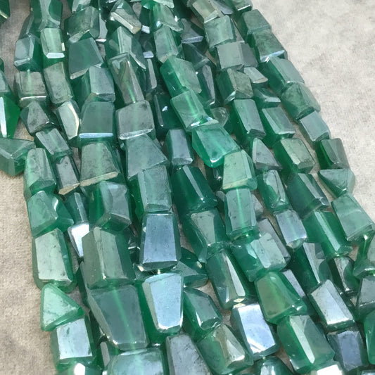 Mystic Green Onyx Faceted Nugget Beads - 12mm