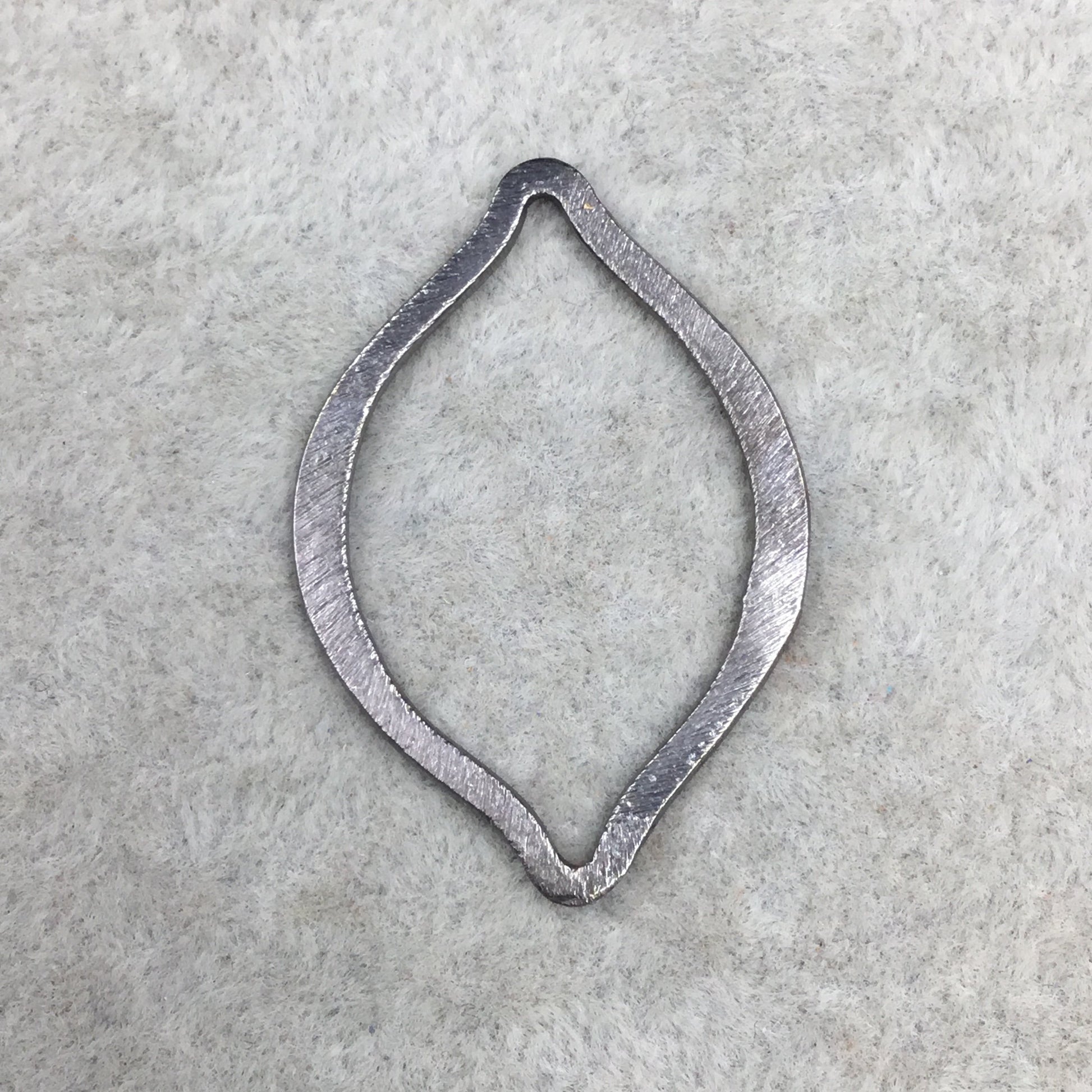 25mm x 35mm Gunmetal Brushed Finish Open Marquise Shaped Plated Copper Components - Sold in Pre-Counted Bulk Packs of 10 Pieces - (078-GM)