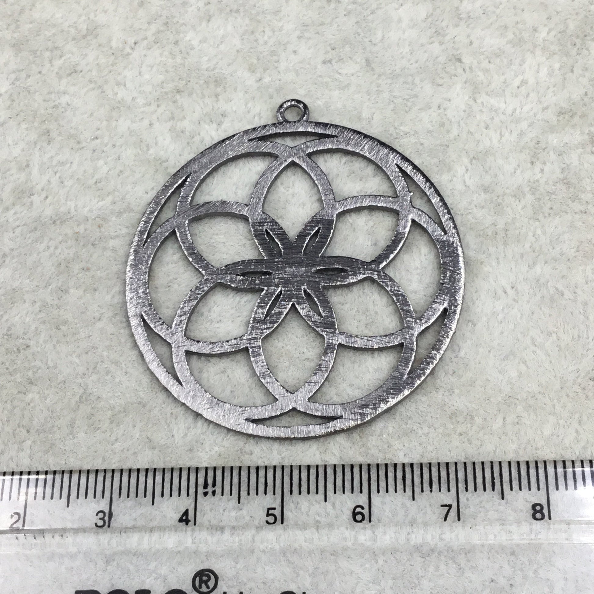 Gunmetal Plated Floral Seed of Life Cutout Circle Shaped Brushed Finish Copper Components - Measuring 42mm x 42mm - Sold in Packs of 10