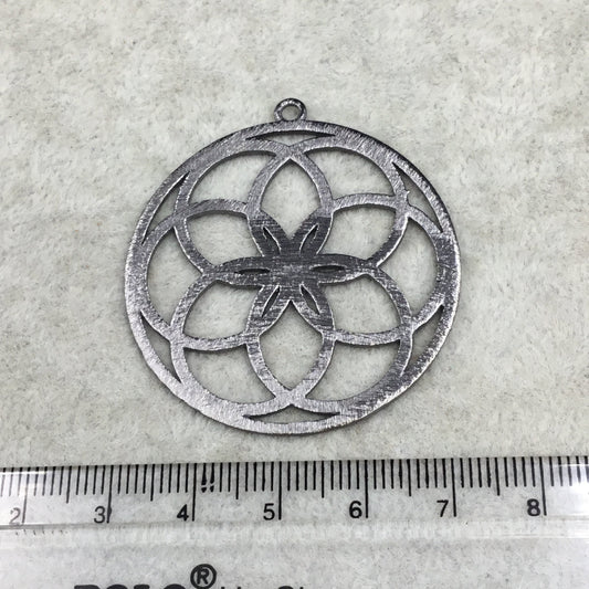 Gunmetal Plated Floral Seed of Life Cutout Circle Shaped Brushed Finish Copper Components - Measuring 42mm x 42mm - Sold in Packs of 10
