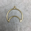 28mm x 30mm Gold Plated Copper Open Crescent Shaped Pendant Components (One Ring) - Sold in Bulk Packs of 10 (500-GD)