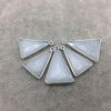 Silver Plated Natural White Beryl Faceted Arrow/Triangle Shaped Copper Bezel Pendant - Measures 18mm x 20-25mm - Sold Individually, Random