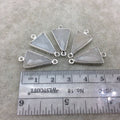 Silver Plated Natural White Beryl Faceted Arrow/Triangle Shaped Copper Bezel Connector - Measures 12mm x 16-18mm - Sold Individually, Random