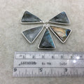 Silver Plated Faceted Natural Iridescent Labradorite Triangle/Arrow Shaped Bezel Pendant - Measuring 18mm x 22-25mm - Sold Individually