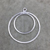 37mm x 37mm Large Sized Silver Plated Copper Double Nested Circular/Hoop Shaped Pendant Components - Sold in Packs of 10