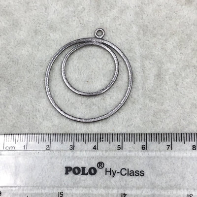 37mm x 37mm Large Sized Gunmetal Plated Copper Double Nested Circular/Hoop Shaped Pendant Components - Sold in Packs of 10