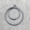 37mm x 37mm Large Sized Gunmetal Plated Copper Double Nested Circular/Hoop Shaped Pendant Components - Sold in Packs of 10
