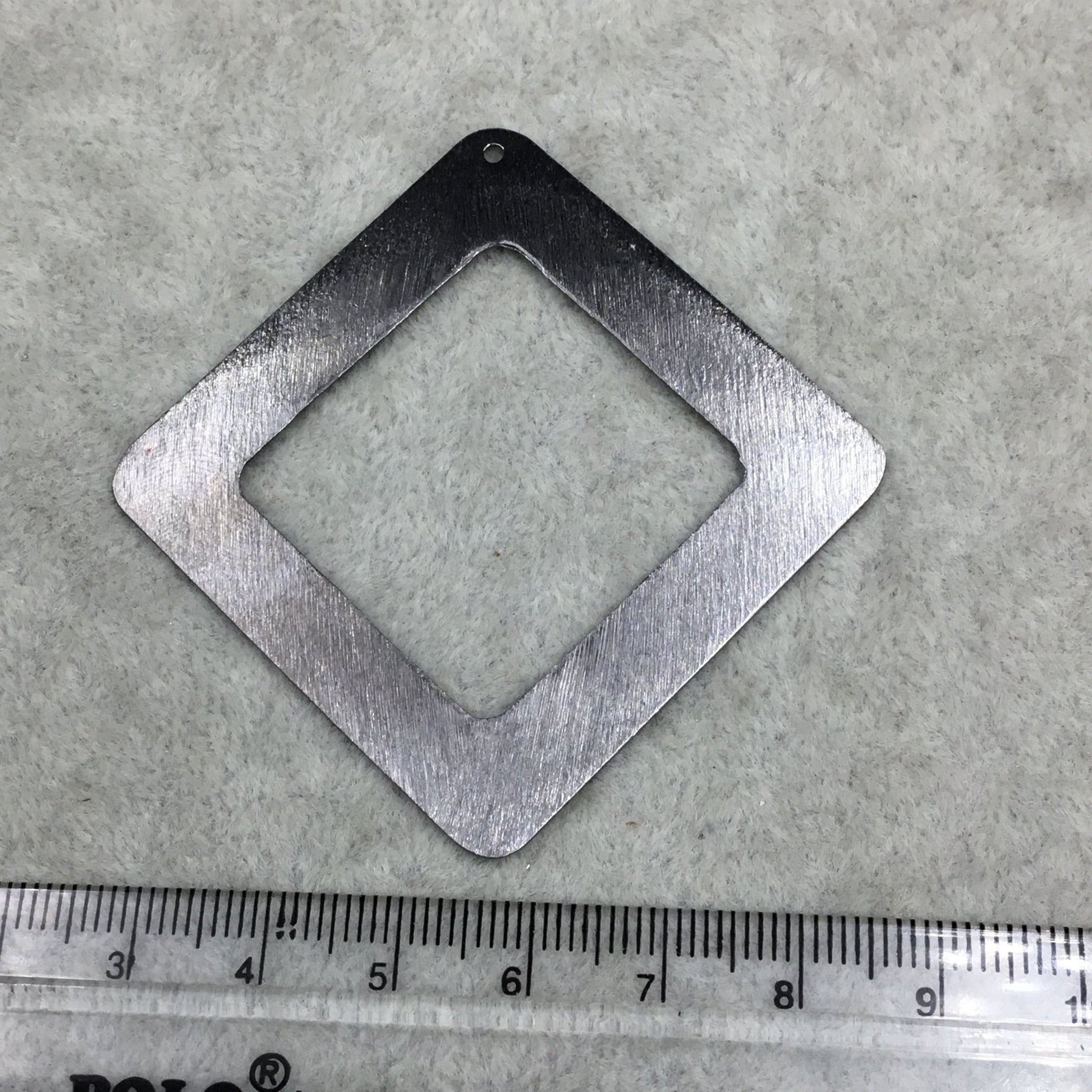 61mm x 61mm Gunmetal Brushed Finish Thick Open Diamond Shaped Plated Copper Components - Sold in Pre-Counted Packs of FOUR Pieces (584-GM)