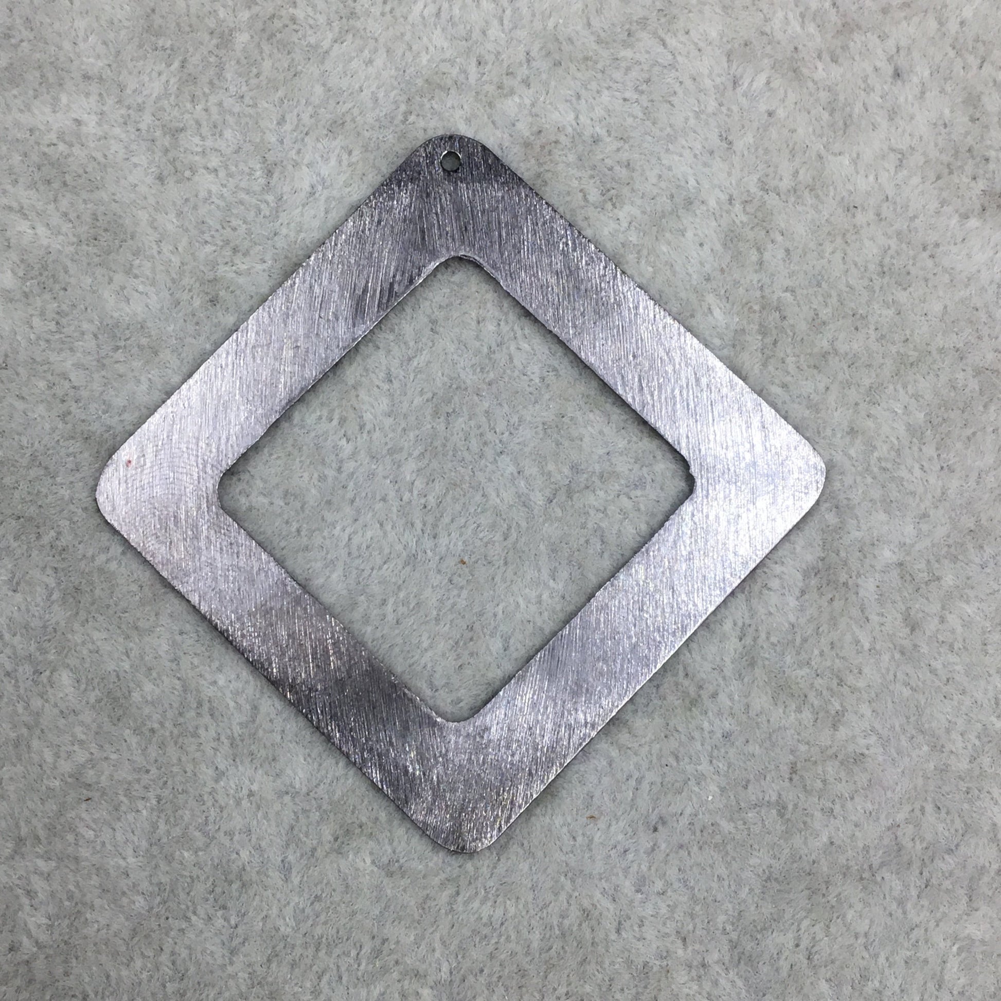 61mm x 61mm Gunmetal Brushed Finish Thick Open Diamond Shaped Plated Copper Components - Sold in Pre-Counted Packs of FOUR Pieces (584-GM)