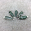 Silver Finish Faceted Green Aventurine Long Teardrop Shape Bezel - Plated Copper Connector Component ~ 8mm x 25mm - Sold Individually