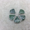 Silver Finish Faceted Green Aventurine Fan Shape Bezel - Plated Copper Pendant Component ~ 22mm x 22mm - Sold Individually