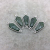 Silver Finish Faceted Green Aventurine Dagger Shape Bezel - Plated Copper Connector ~ 10mm x 20mm - Sold Individually