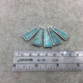 Silver Finish Faceted Green Amazonite Triangle Shape Bezel - Plated Copper Pendant Component ~ 10mm x 25mm - Sold Individually