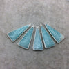 Silver Finish Faceted Green Amazonite Triangle Shape Bezel - Plated Copper Pendant Component ~ 15mm x 35mm - Sold Individually