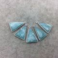 Silver Finish Faceted Green Amazonite Triangle Shape Bezel - Plated Copper Pendant Component ~ 15mm x 20mm - Sold Individually