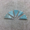 Silver Finish Faceted Green Amazonite Triangle Shape Bezel - Plated Copper Connector Component ~ 18mm x 25mm - Sold Individually