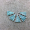 Silver Finish Faceted Green Amazonite Triangle Shape Bezel - Plated Copper Pendant Component ~ 18mm x 25mm - Sold Individually