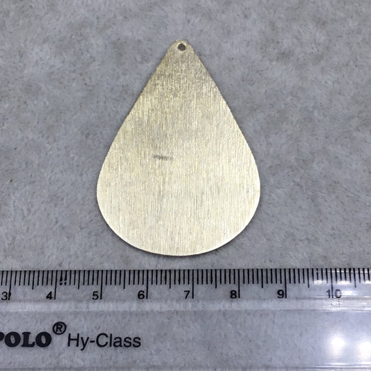 38mm x 55mm Gold Brushed Finish Blank Teardrop Shaped Plated Copper Components - Sold in Pre-Counted Bulk Packs of FOUR Pieces - (598-GD)