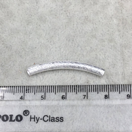 38mm x 4mm Silver Brushed Long Curved Tube (with 2mm Hole) Plated Copper Component  - Sold in Packs of 10 (600-SV)