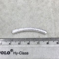 38mm x 4mm Silver Brushed Long Curved Tube (with 2mm Hole) Plated Copper Component  - Sold in Packs of 10 (600-SV)
