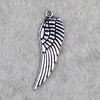 8mm x 22mm - Oxidized Siver Plated Copper Detailed Wing Shaped Pendant Components (One Ring) - Sold in Packs of 10 (601-SV)