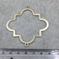 58mm x 60mm Gold Brushed Finish Open Squared Quatrefoil Shaped Plated Copper Connector Components Two Rings - Sold in Packs of 4 - (603-GD)