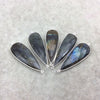 Labradorite Bezel | Natural Semi-precious Gemstone | Silver Finish Faceted Long Teardrop Shaped Connector Component - Measuring 15mm x 45mm