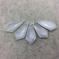 Silver Plated Natural White Beryl Faceted Dagger Shaped Copper Bezel Pendant - Measures 15mm x 30mm - Sold Individually, Random