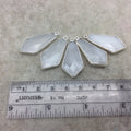 Silver Plated Natural White Beryl Faceted Dagger Shaped Copper Bezel Pendant - Measures 15mm x 30mm - Sold Individually, Random