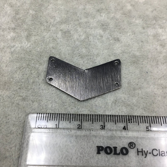 32mm x 22mm Gunmetal Brushed Finish Blank Chevron Shaped Plated Copper Components - Sold in Pre-Counted Bulk Packs of 10 Pieces - (461-GM)