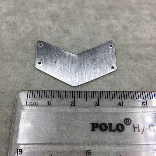 32mm x 22mm Silver Brushed Finish Blank Chevron Shaped Plated Copper Components - Sold in Pre-Counted Bulk Packs of 10 Pieces - (461-SV)