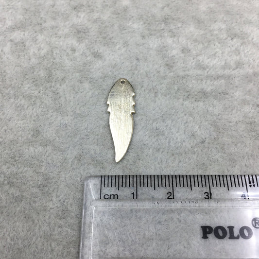 9mm x 30mm Gold Plated Copper Brushed Drilled Notched Feather Shaped Blank Components - Sold in Packs of 10