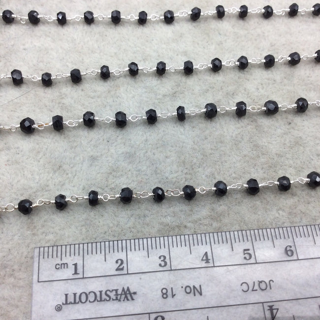 Black Spinel Rosary Chain - 4mm Beaded Chain for Jewelry Making: Necklaces, Chokers, Rosaries, Bracelets, ETC.