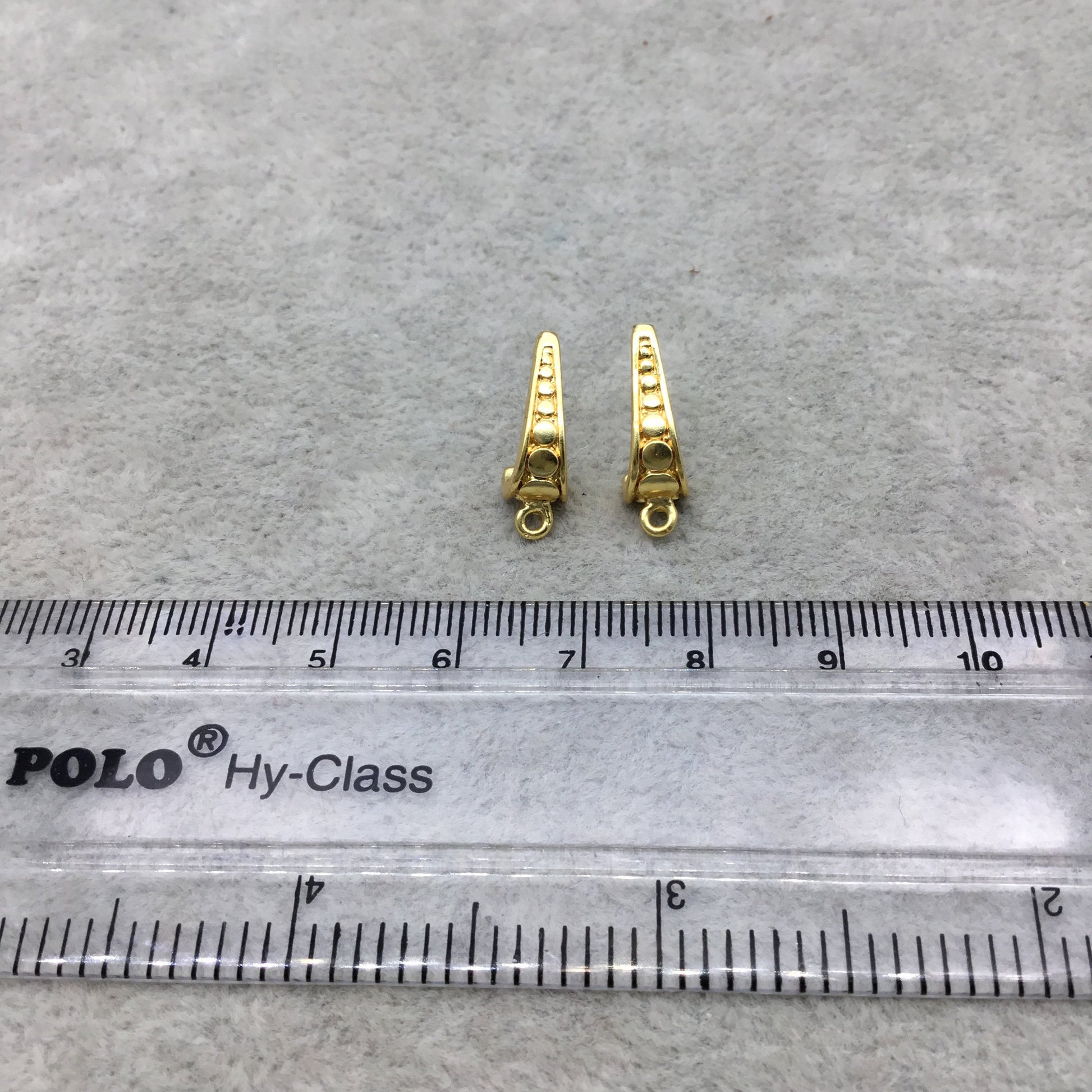 8mm x 17mm - High Quality 18k Gold Overlay Post Clip with Circle Design and Loop - 1 Pairs Per Pack (2 Pieces Total)