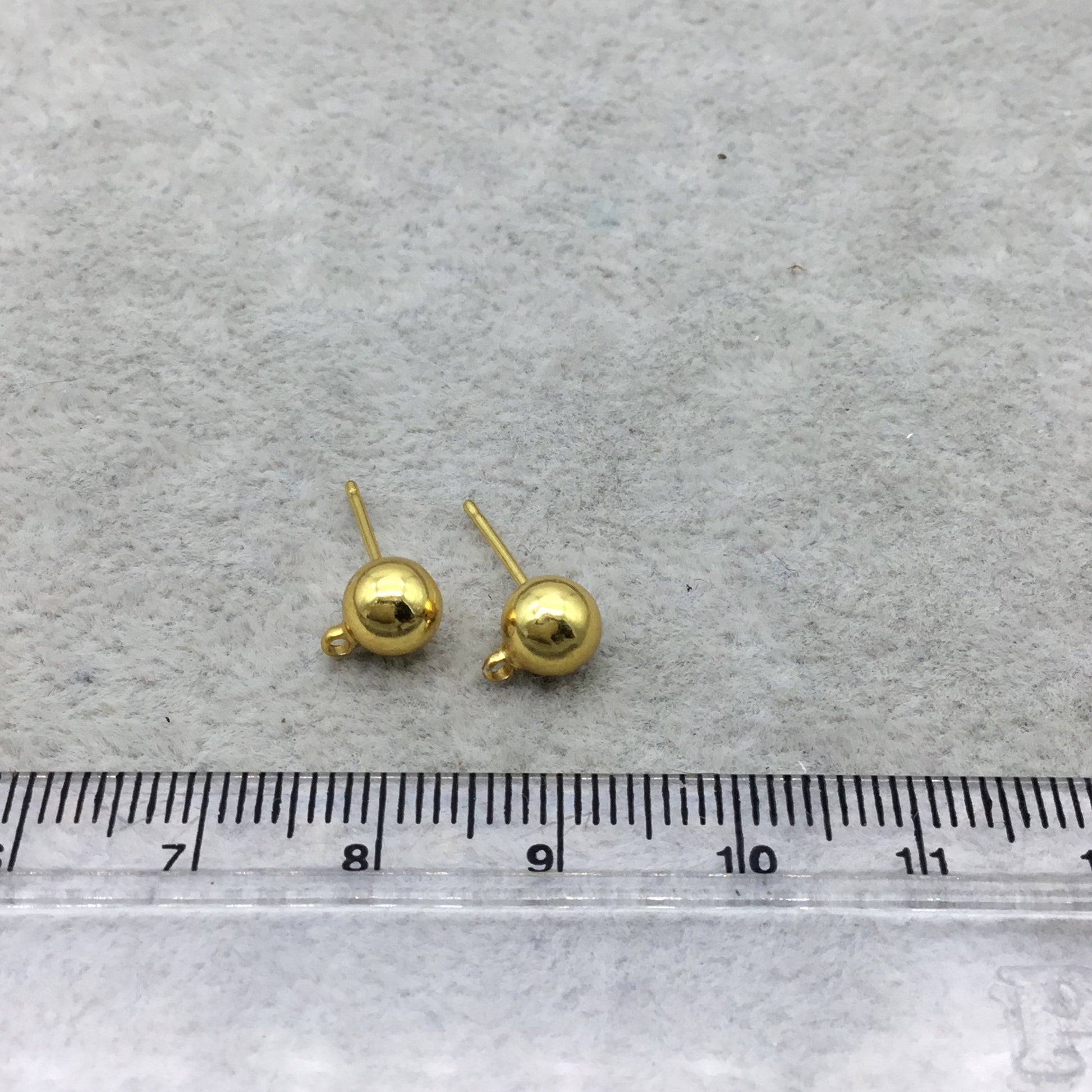 18k Gold Overlay 6mm Ball with Loop Post Clip - High Quality Earring Finding - Two Pairs Per Pack (Four Pieces Total)