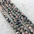 10mm Decorative Floral Black Puffed Round/Ball Shaped Metal/Enamel Cloisonné Beads - Sold by 15" Strands (~ 56 Beads Per Strand)