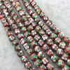 8mm Decorative Floral Red Puffed Round/Ball Shaped Metal/Enamel Cloisonné Beads - Sold by 15" Strands (~ 56 Beads Per Strand)